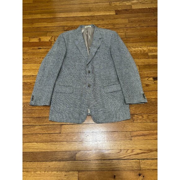 TravelSmith Mens Silk Tweed Blazer Jacket 42L Gray Flecked 2 Button Sport Coat - Picture 1 of 7